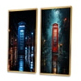 thumbnail image 3 of Designart "Blue Telephone Booth Metropolitan silence" Telephone Booth Framed Wall Art Set Of 2 - Blue Architecture Framed Canvas Set For Living Room Decor, 3 of 7