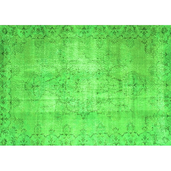 Ahgly Company Indoor Rectangle Abstract Green Contemporary Area Rugs, 2' x 3'