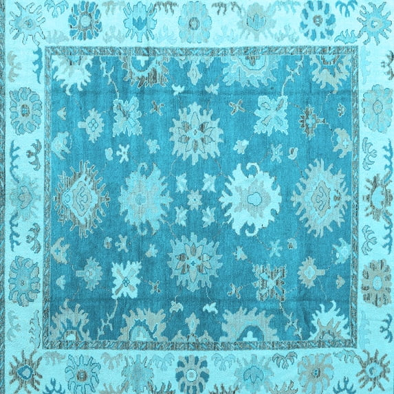 Ahgly Company Indoor Square Oriental Light Blue Traditional Area Rugs, 3' Square