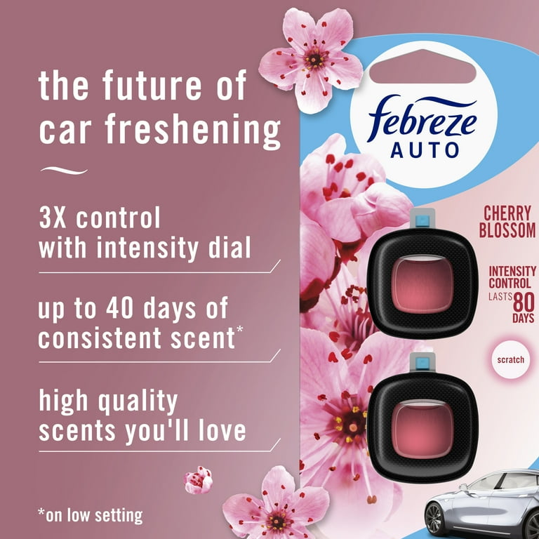 Febreze, Car Air Freshener Vent Clip, Cherry Blossom Scent, 2 Pack