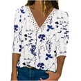 thumbnail image 2 of Pntutb - Blusa de manga larga con encaje estampado a la moda para mujer, tops casuales con cuello en V Pntutb Pntutb-6814, 2 of 5