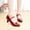 Red, variant on Ankle Strap Heels Ballroom Latin Salsa Dance Pumps Womens Character Shoes