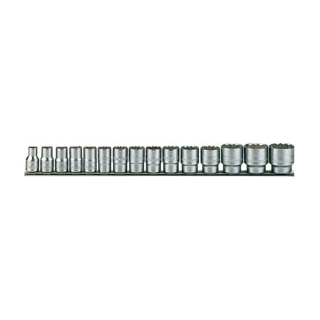 0.156 Inch Point - Teng Tools 15 Piece 1/2 Inch Drive Regular 12 Point Metric Socket Set - M1215MM