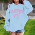 thumbnail image 2 of XUELUO Big Girls Hoodies Pink Letter & Bow Pattern Long Sleeve Pullover Sweatshirts Fashion School Daily Wear Hooded Clothes, 2 of 5