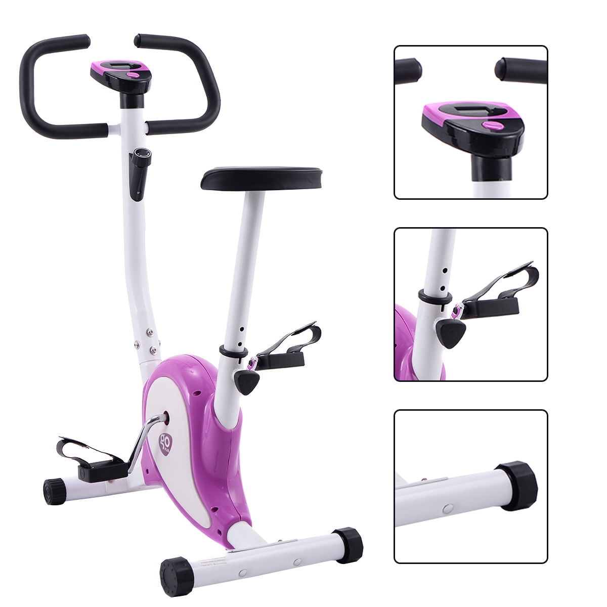 Goplus Exercise Bike Stationary Cycling Fitness Cardio Aerobic Equipment Gym Purple by Costway