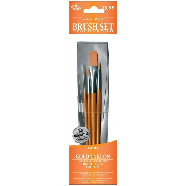 Royal & Langnickel - 5pc Soft Grip Synthetic Sable Artist Paint Brush Set -  Flat Variety 
