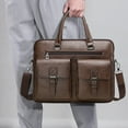 thumbnail image 1 of Textured Leather Crossbody Shoulder Bag | Adjustable Strap Lightweight Pu Handbag | Spacious Multiple Compartments for Travel Work Daily Use | Black Brown Khaki, 1 of 5
