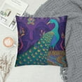 thumbnail image 2 of JEUXUS  Ethnic Throw Pillow Cushion Cover, Peacock Bird with Oriental Feather Before Image, Decorative Square Accent Pillow Case,  Purple Green, 2 of 5