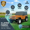 thumbnail image 4 of NEH Gray 2-Door Cab Car Cover, Waterproof Sun Shade, Half Car Cover with Wind-Resistant Quick Release Buckle Tie-Down Straps, Compatible with 1976–2006 Jeep Wrangler TJ, YJ, JK, Jeep CJ, 4 of 7