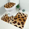 thumbnail image 2 of Gold and Brown Of Leopard Print Bathroom Rugs Sets 3 Piece,Toilet Cover Set,Absorbent Non Slip Bathroom Mats Sets with U-Shaped Contour Rug Toilet Rug Set, 2 of 5