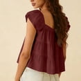 thumbnail image 2 of Women Peplum Tank Tops Square Neck Ruffled Bobydoll Tunic Shirts Casual Loose Fit Summer Flowy Tops, 2 of 6