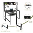 thumbnail image 6 of 55" Reversible L-Shaped Desk with Storage Hutch, Wood Computer Desk for Home Office , Gaming, Black, 6 of 9