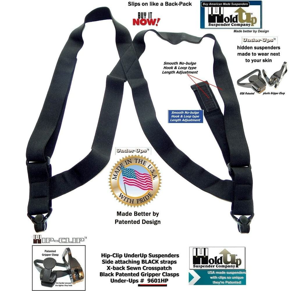 Holdup Suspender HoldUps All Black Nobuzz Undergarment 1 1/2" Wide