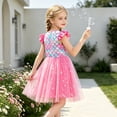 thumbnail image 3 of AmzBarley Girls Glitter Mermaid Silhouette Flutter Sleeve Tulle Dress, Scale Print Casual Princess Tutu Dress for Little Girls 2-3T, 3 of 7