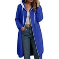 thumbnail image 2 of GEWSEY Zip Up Hoodies for Women Oversized Fleece Long Pullover Hooded Sweatshirts Casual Long Sleeve Fall Jackets Coat 2025 (Dark Blue, XL), 2 of 4