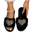 thumbnail image 5 of uublik Women's House Fuzzy Slippers Memory Foam Open-Toe Slippers Soft Fleece Indoor Shoes Indoor/Outdoor Slippers, Gold, 5 of 7
