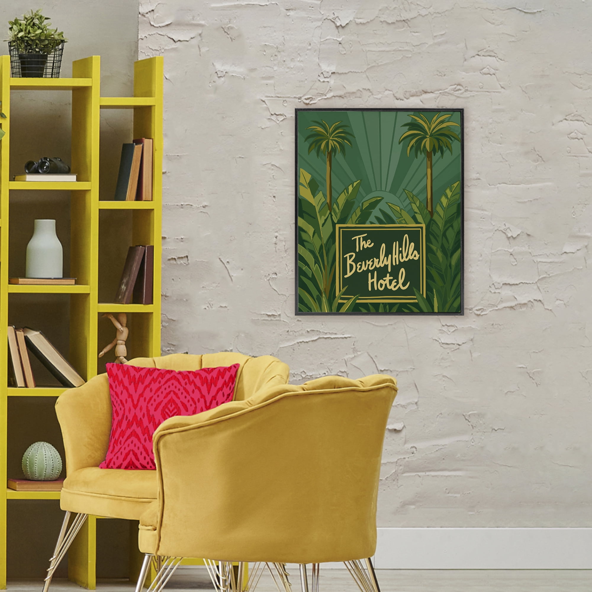 Stupell Industries Retro Beverly Hills Hotel Black Framed Giclee Art, design by Amelia Noyes