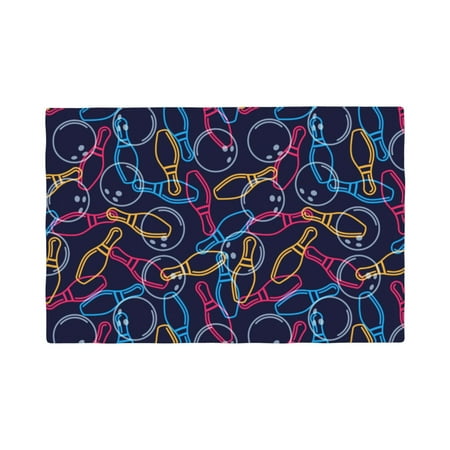 

Table Placemats Set of 4 - Multicolor Bowling 12x18 In Faux Linen Double Heat Resistant Place Mats Cloth Indoor/Outdoor Placemats Washable Table Mats for Dining Kitchen Party