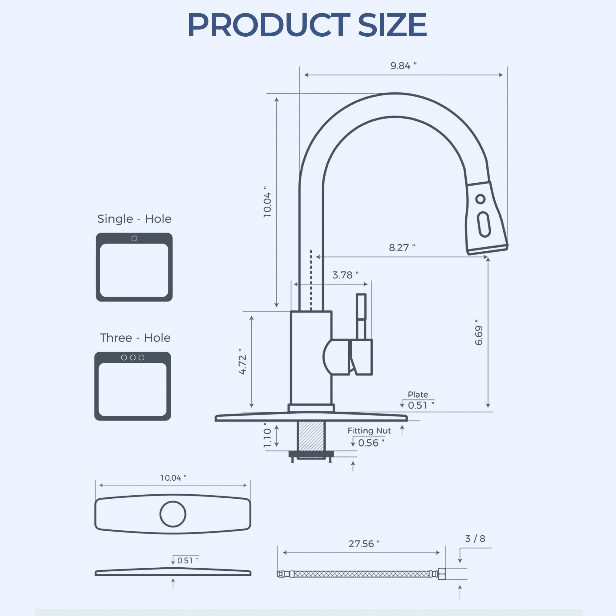 TVOFEK Kitchen Faucet with Pull Down Sprayer, Black Stainless Steel Kitchen Water Faucet with Deck Plate for 1 or 3 Hole, Single Handle Classic Faucets for RV Laundry Bar Camper