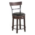 thumbnail image 2 of Flint Swivel Counter Stool Chair Set of 2, Black Faux Leather, Brown, 2 of 7