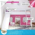 thumbnail image 4 of Max & Lily Twin Loft Bed, Wooden Low loft Bunk beds for Kids with Slide and Pink Curtain, White, 4 of 4