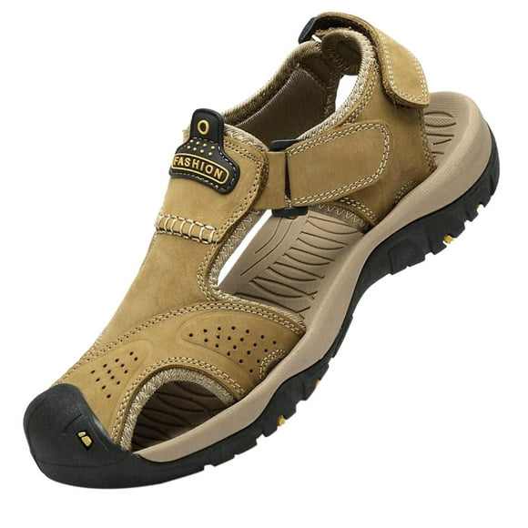 Leutsin Outdoor Men's Leather Non-slip Anti-kick And Anti-collision Beach Sandals