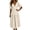 Beige, variant on Iyufng Long Summer Puff Sleeves Dresses for Women V-Neck with Fitted Waist and Back Zipper