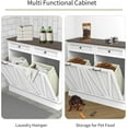 thumbnail image 6 of Double Tilt Out Trash Can Cabinet, Dog Proof Hidden Kitchen Garbage Can with Storage Drawers, Farmhouse Wooden Garbage Bin Cabinet for Laundry Room, Living Room (White), 6 of 8