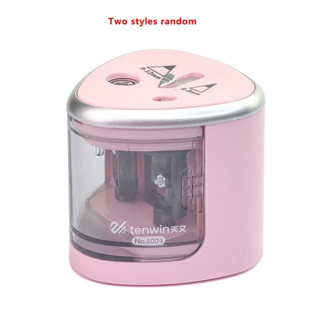 Sacapuntas de lápiz con 2 agujeros, sacapuntas de papelería, eléctrico, automático, para estudiantes, patrón de suministro al azar, rosa Monstrate EL002144-02