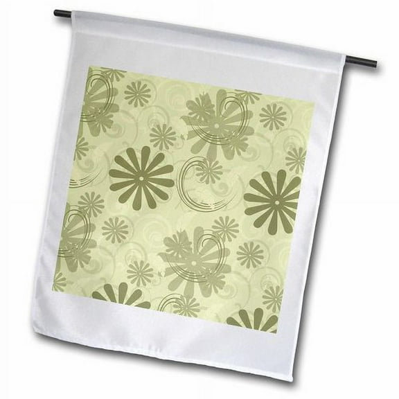 3dRose, Sage Green Floral- Whimsical Art- Flowers, 18 x 27 inch Garden Flag