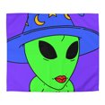 thumbnail image 2 of Chapeau de Sorcier Bleu Rouge à Lèvres Muscle Alien Vert Visiteur Housse de Couette en Microfibre, 2 of 7