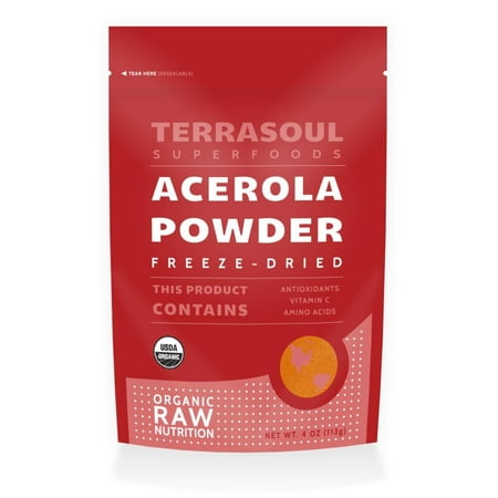 Terrasoul Superfoods Organic Acerola Cherry Freeze-Dried Powder, 4.0