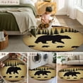 thumbnail image 6 of 3ft Round Rug, Black Bear Non-Skid Rubber Backing Large Area Rugs - Living Room Bedroom Home Office, Vintage Animals Farmhouse Pine Brown Forest Indoor Floor Mat Carpets Washable Rug, 6 of 9