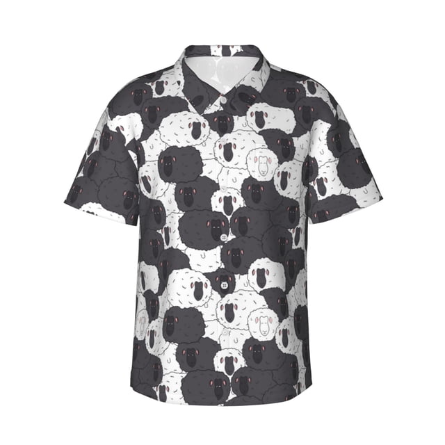 Fotbe Black And White Sheeps Camisa Hawaiana para Hombre Unisex – Camisa Casual de Verano con Botones de Manga Corta de Algodón y Lino,XX-Large