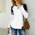 thumbnail image 6 of SHIBEVER Womens Tops Long Sleeve T shirts Casual Fall Clothing Fashion Crew Neck Striped Shirt Tunic Tops Color Block Top Blouses White XXL, 6 of 10