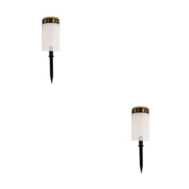 Monstrate Carcasa de PP Luz de tierra solar Reemplazo decorativo Césped exterior cilíndrico Jardín Patio Parque Cementerio Lámpara blanca Blanco 2Conjunto