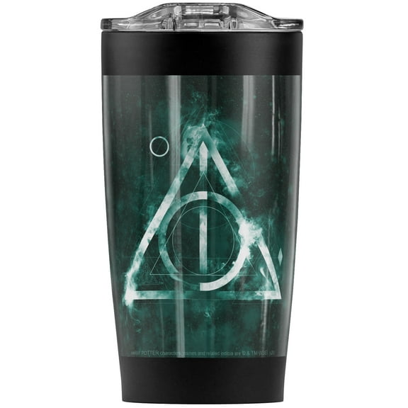 Harry Potter Deathly Hallows Logo Stainless Steel 20 oz Travel Tumbler, Vacuum Insulated & Double Wall with Leakproof Sliding Lid | Great for Coffee/Hot Drinks and Cold Beverages