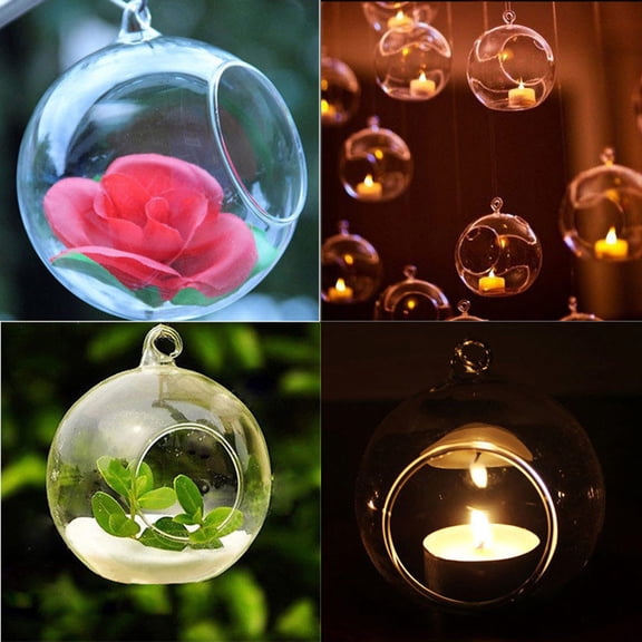 Crystal Glass Hanging Candle Holder, Gaqring Elegant Borosilicate Glass Candlestick, Translucent Decorative Hanging Candle Holders for Wedding Party Dinner Home Decor