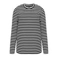 thumbnail image 3 of Striped T-Shirts Women Fall Trendy Long Sleeve Plus Size Casual Tshirts Pullover Crewneck Light Sweatshirt, Gray 01 3XL, 3 of 7