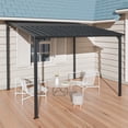 thumbnail image 6 of 10' x 8' Outdoor Pergola for Patio, Wall-Mounted Lean-To Pergola with Galvanized Steel Roof, Heavy-Duty Metal Pergola Shelter for BBQ, Backyard & Family Gatherings, Black, 6 of 7