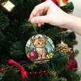 thumbnail image 6 of Funny Christmas Ornament,Stained Glass Of Adorable Kitten Sitting On The Table With Fruits,Xmas Round Ceramic Pendant, 6 of 6