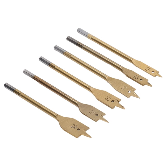 6PCS Spade Drill Bit Set In SAE High Carbon Spade Wood Drill Bit Flat Drill Bits Set For Woodworking, Silver Or Gold