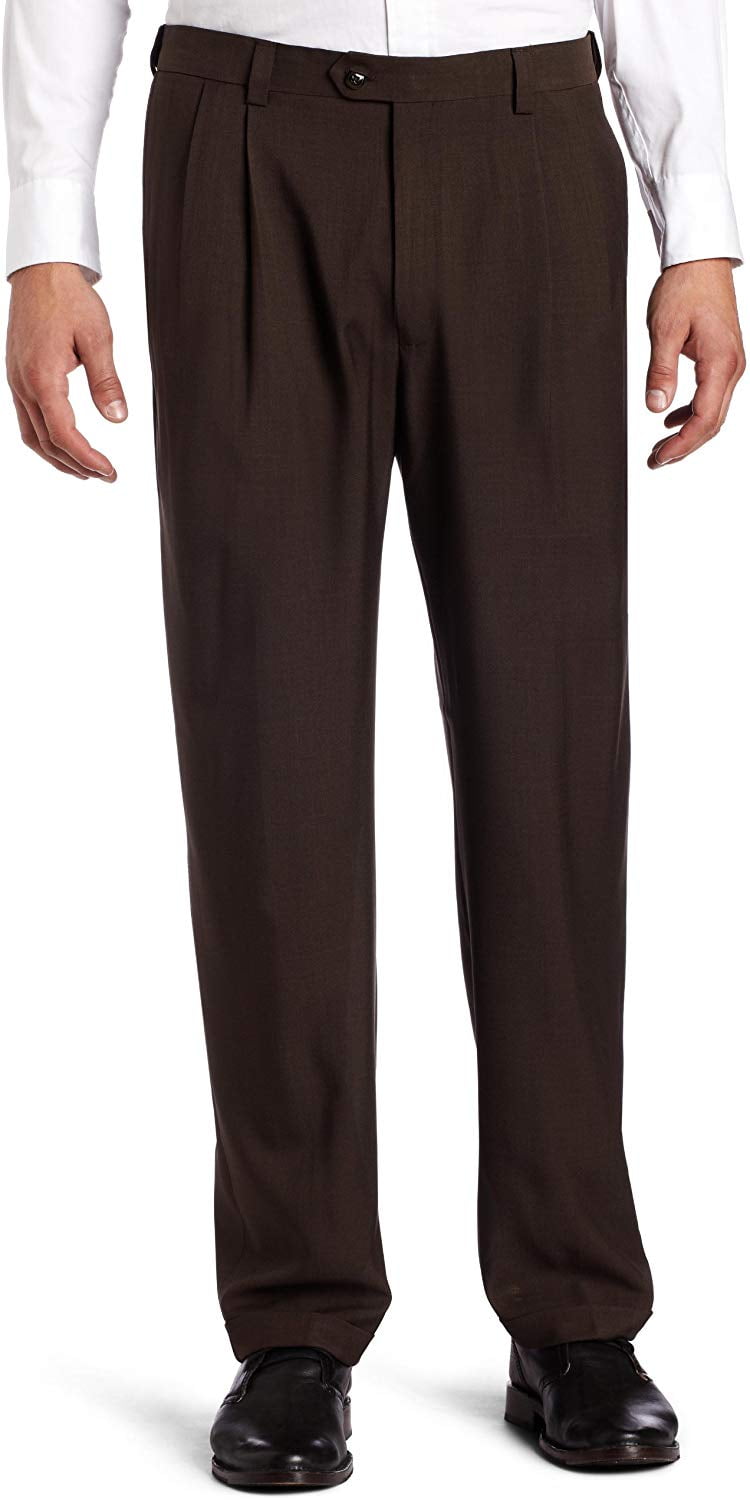 Haggar Men's Repreve Stria Gab Pleat Front Dress Pant,Brown Stria,38x32 | Walmart Canada