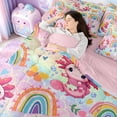 thumbnail image 5 of Manfei Cute Axolotl 7pcs Bedding Comforter Set,Cartoon Salamander Queen Bedding Sets For Kids Boys Girls,Kawaii Rainbow And Butterflies Queen Sheet Sets,Ombre Ultra Soft Home Decor Reversible, 5 of 8
