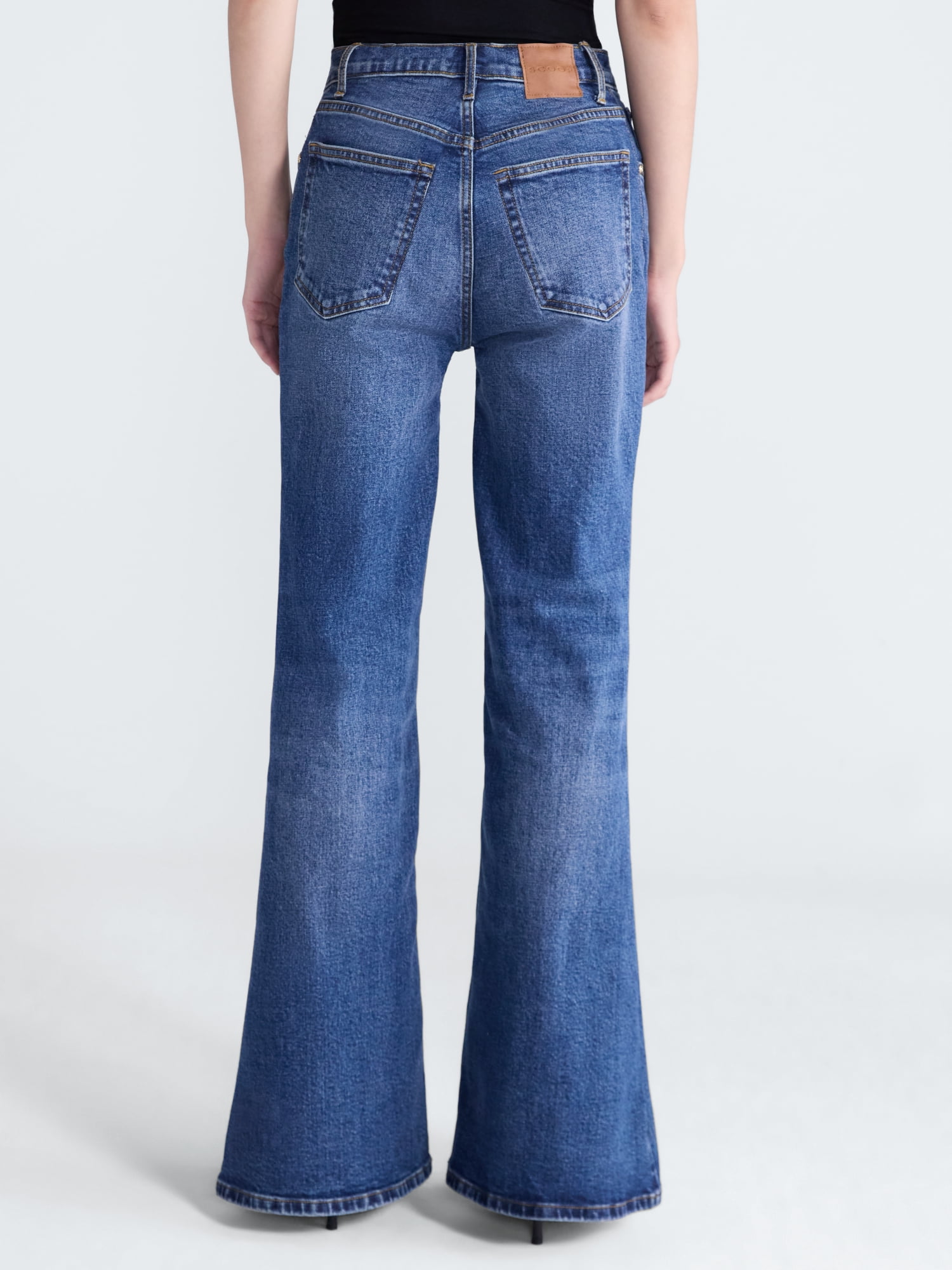 Scoop Women’s and Women’s Plus High Rise Creased Flare Jeans, 30'' Inseam, Sizes 0-28W