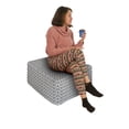 thumbnail image 2 of Boho Rectangle Pouf, Repeating Monochrome Print of Digitally Generated Flower Vintage Vibes, Under Desk Foot Stool for Living Room Office Ottoman with Cover, 25", Charcoal Grey White, by Ambesonne, 2 of 4