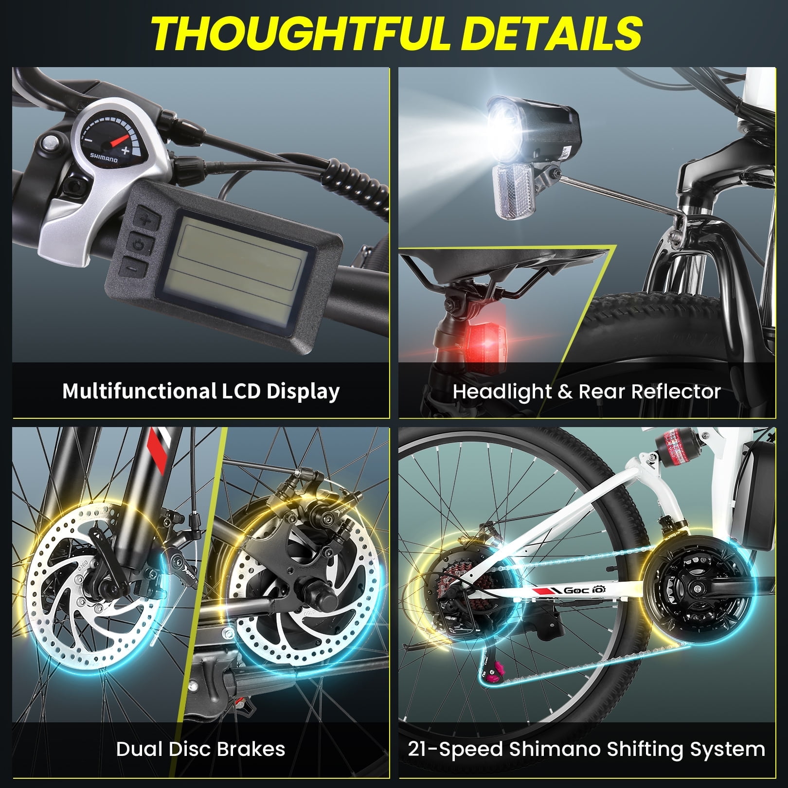 Gocio 26" Folding Electric bike for Adults, 750W Peak Motor 48V 7.8Ah Battery, 21 Speed Mountain Ebike, UL2849