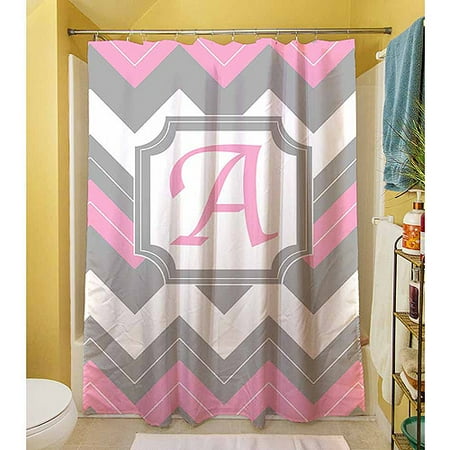 Thumbprintz Chevron Monogram Pink Shower Curtain