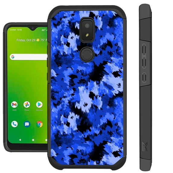 Compatible with Cricket Icon 3 | Cricket Splendor | AT&T Motivate 2 | AT&T Motivate 3; Hybrid Fusion Guard Phone Case Cover (Artistic Camo Blue)
