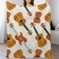 Dvbnli Guitar Throw Blanket,Ukulele Hawaiian Guitar with Brown Wood